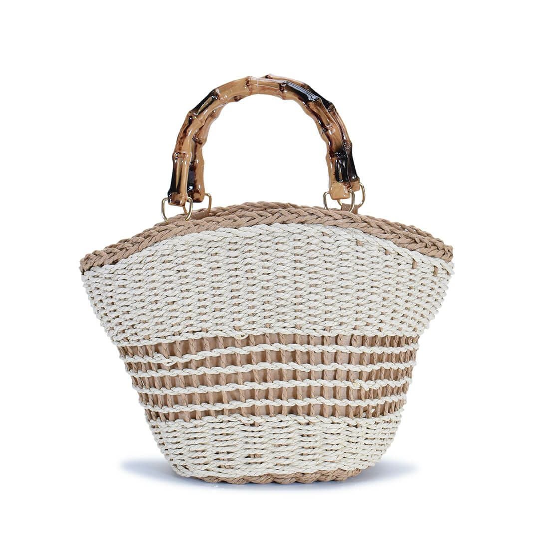 ウッドハンドル2wayかごバッグ