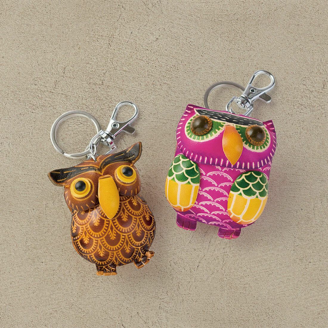 【アウトレット】ふっくらシルエットフクロウモチーフキーホルダー