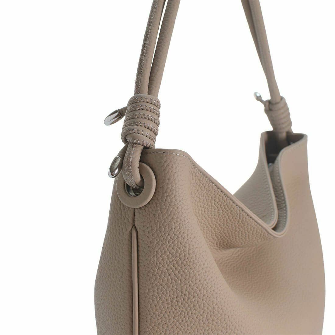 【アウトレット】本革ソフトシュリンクレザーハンドルデザインホーボーバッグ