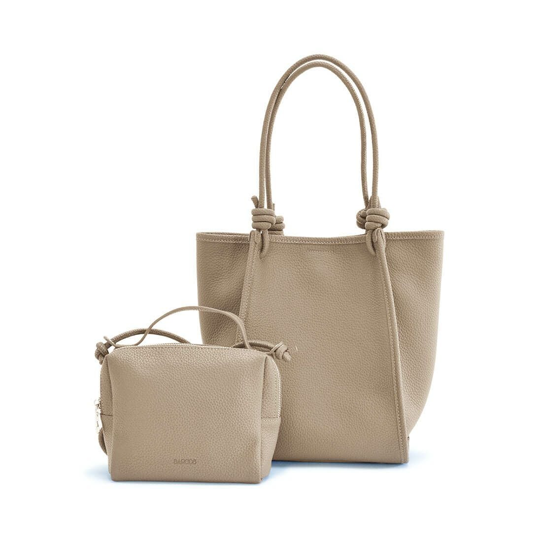 ポーチ付きノットモチーフレザートートバッグ