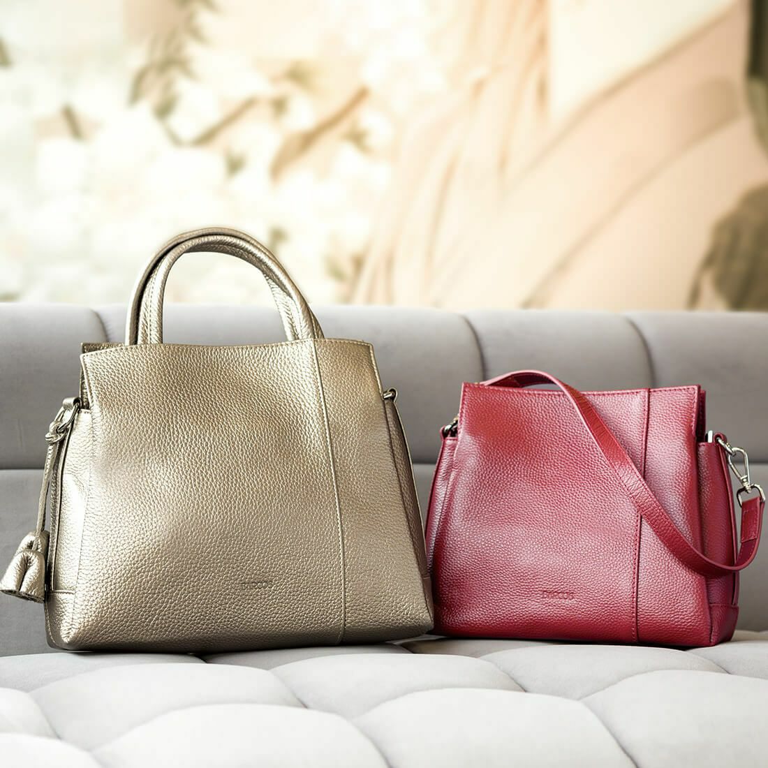 【アウトレット】チャーム付き2wayレザーハンドバッグ＜ルル＞