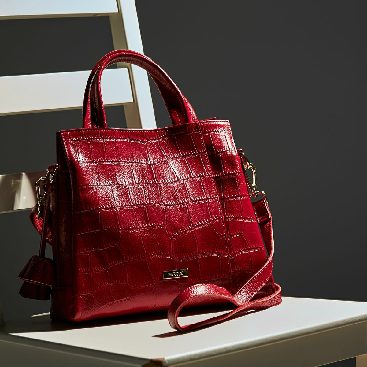 【アウトレット】ハンドバッグ 2way クロコダイル型押し レザー