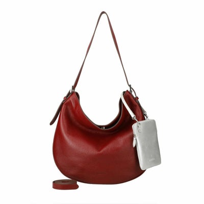 【アウトレット】レザーショルダーバッグ＜シュリンクレザーリコ＞＆スマホポーチセット