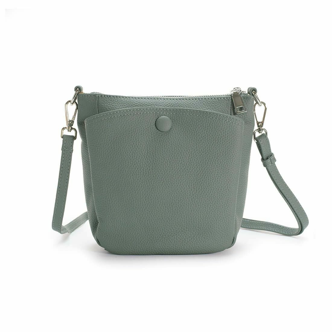 【アウトレット】スクエア型シュリンクレザーショルダーバッグ