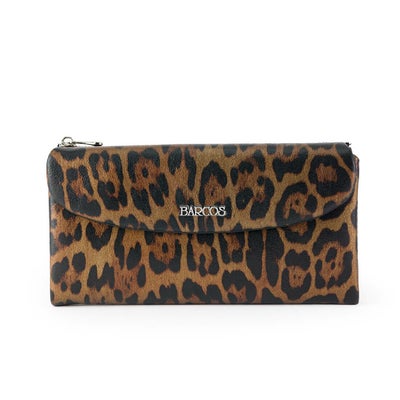 レオパード柄レザー長財布