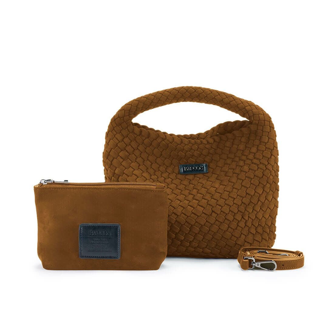 ポーチ付きスエード調1本手ハンドバッグ