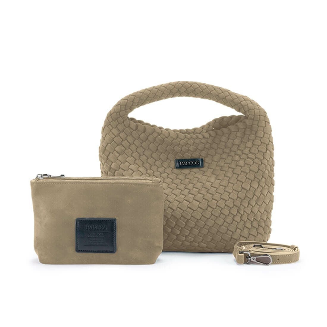 ポーチ付きスエード調1本手ハンドバッグ