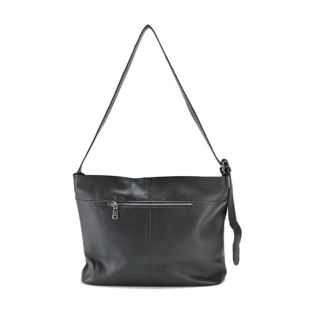 フラップデザインシュリンクレザーショルダーバッグ