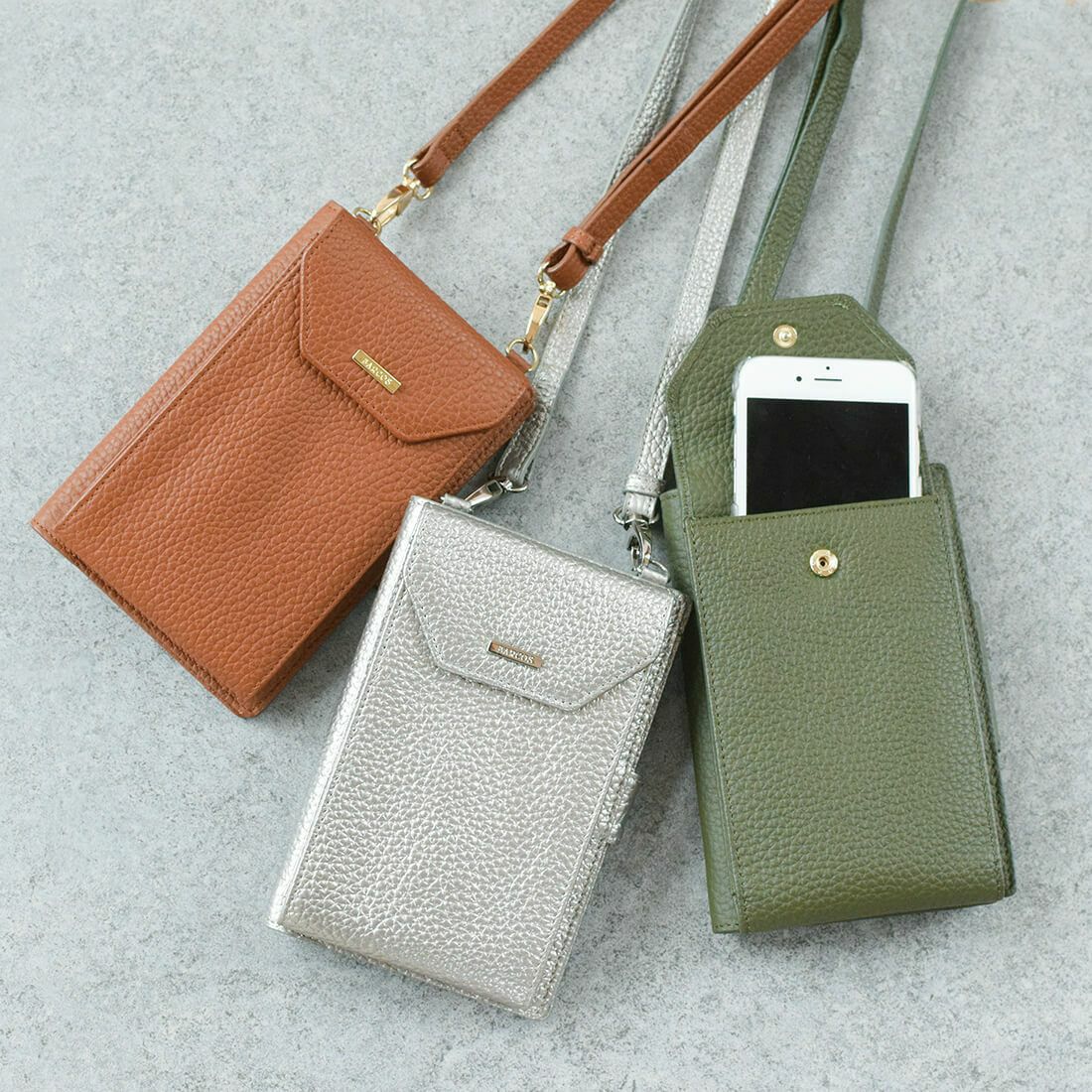 【アウトレット】シュリンクレザースマホポシェット＜マーシ＞