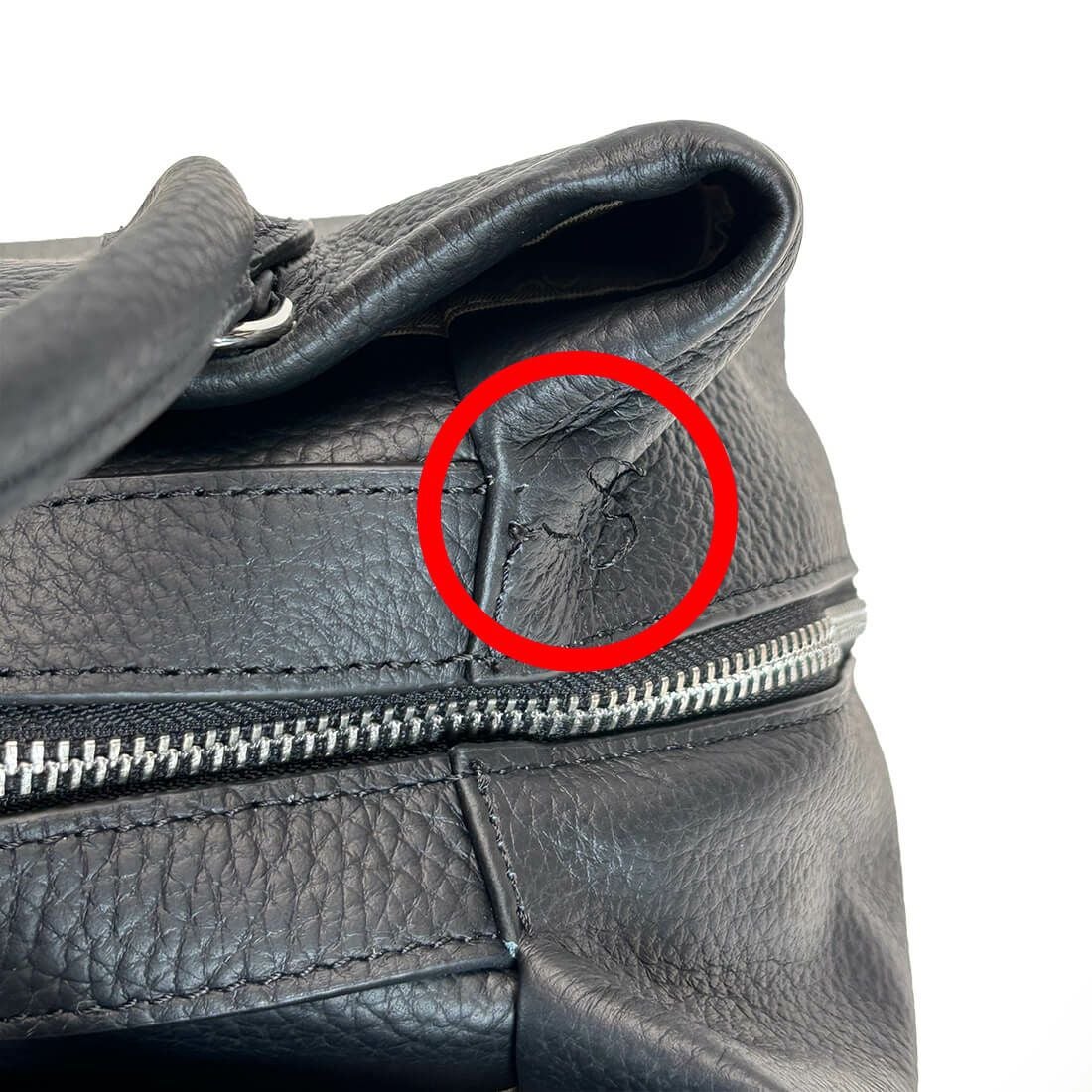 【アウトレット】シュリンクレザー3層ハンドバッグ