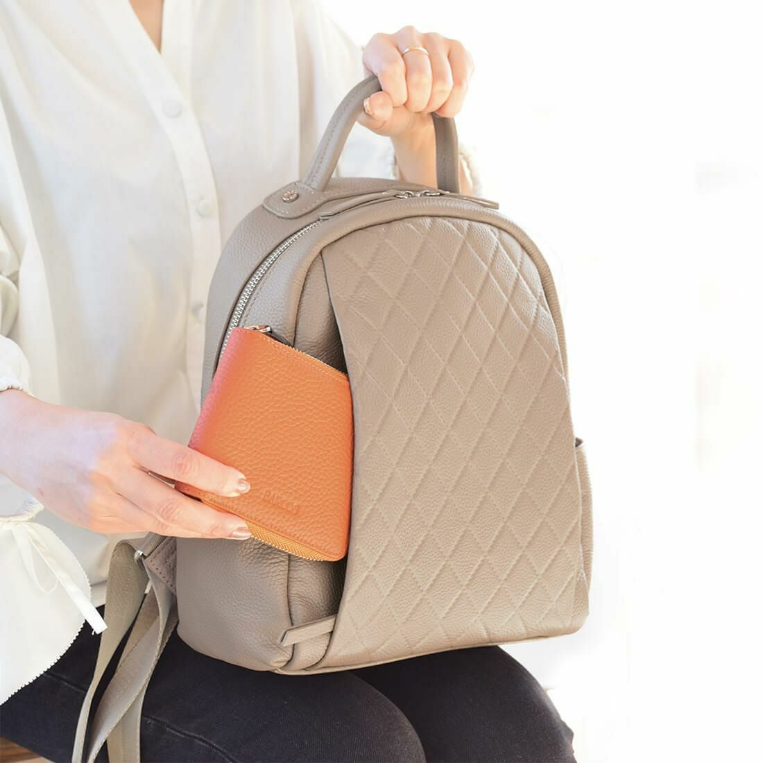 【アウトレット】牛革キルティングリュック