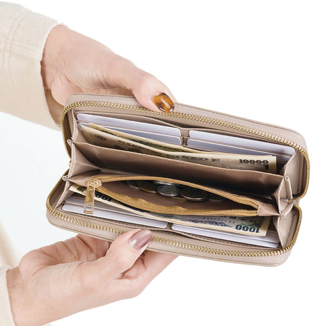 【セット商品】リベットデザインシュリンクレザー2wayハンドバッグ＆長財布セット