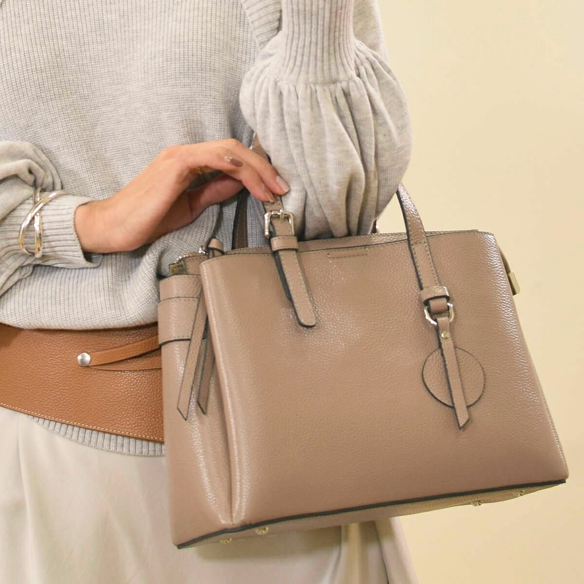 【アウトレット】シュリンク レザー ハンドバッグ