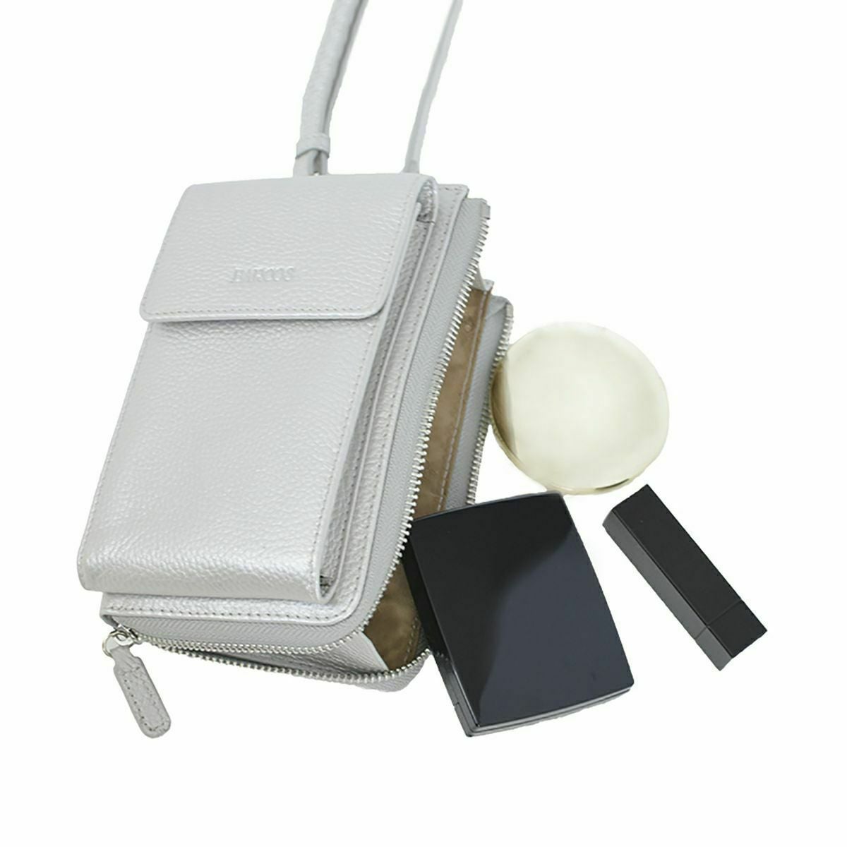 【アウトレット】L字型シュリンクレザースマホポシェット＜アミーゴ＞