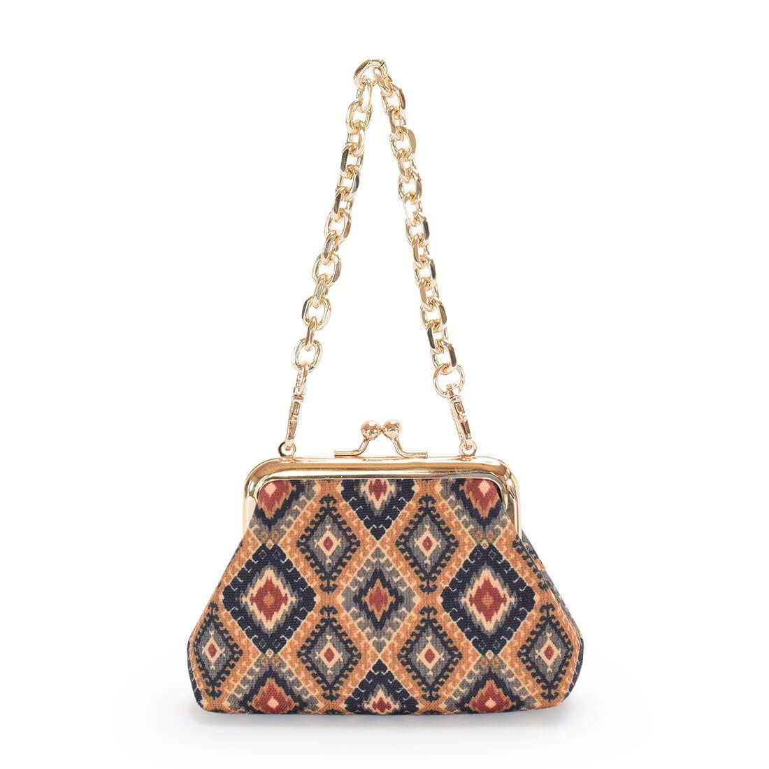 がま口財布＆スカーフ付きがま口バッグ（幾何学模様）