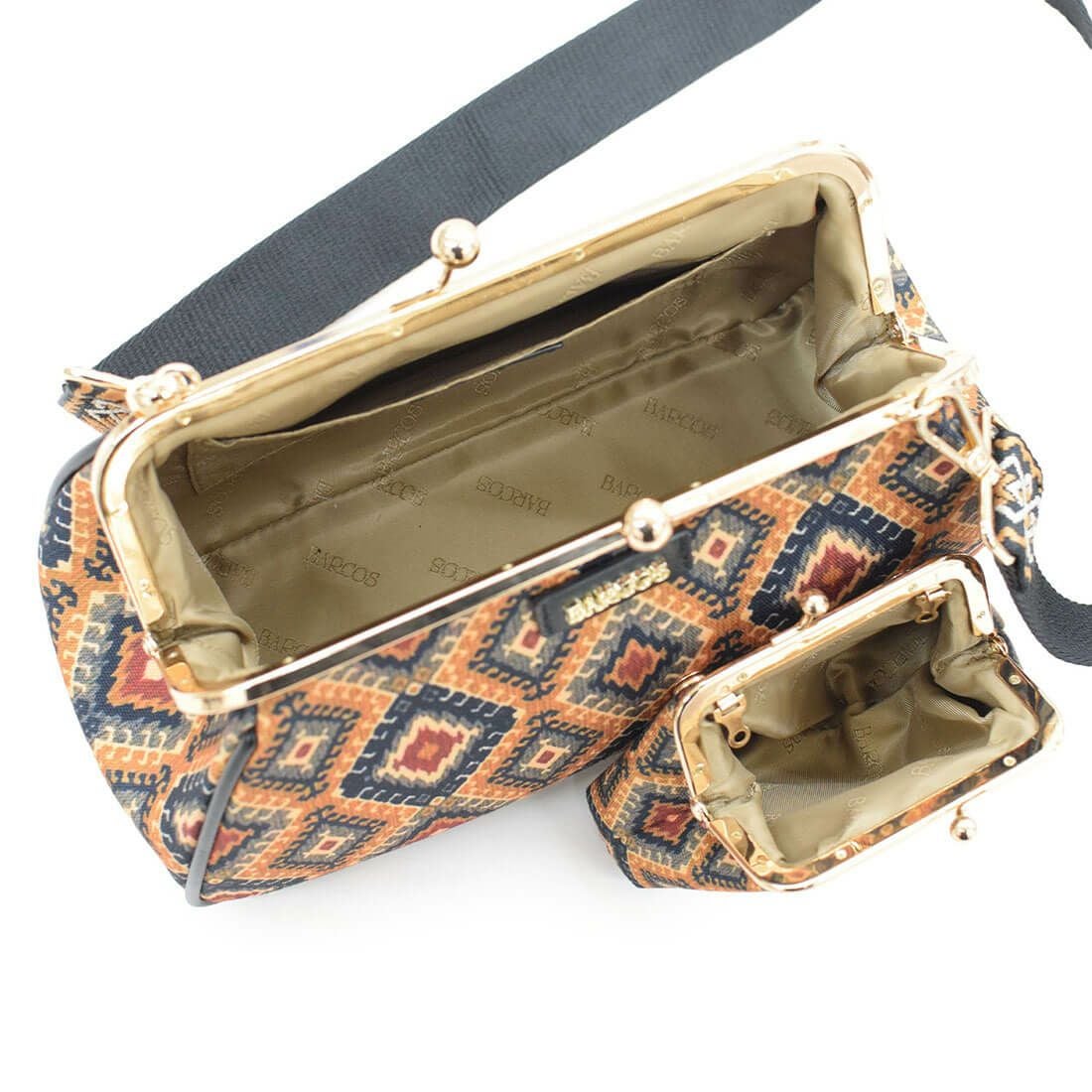 がま口財布＆スカーフ付きがま口バッグ（幾何学模様）