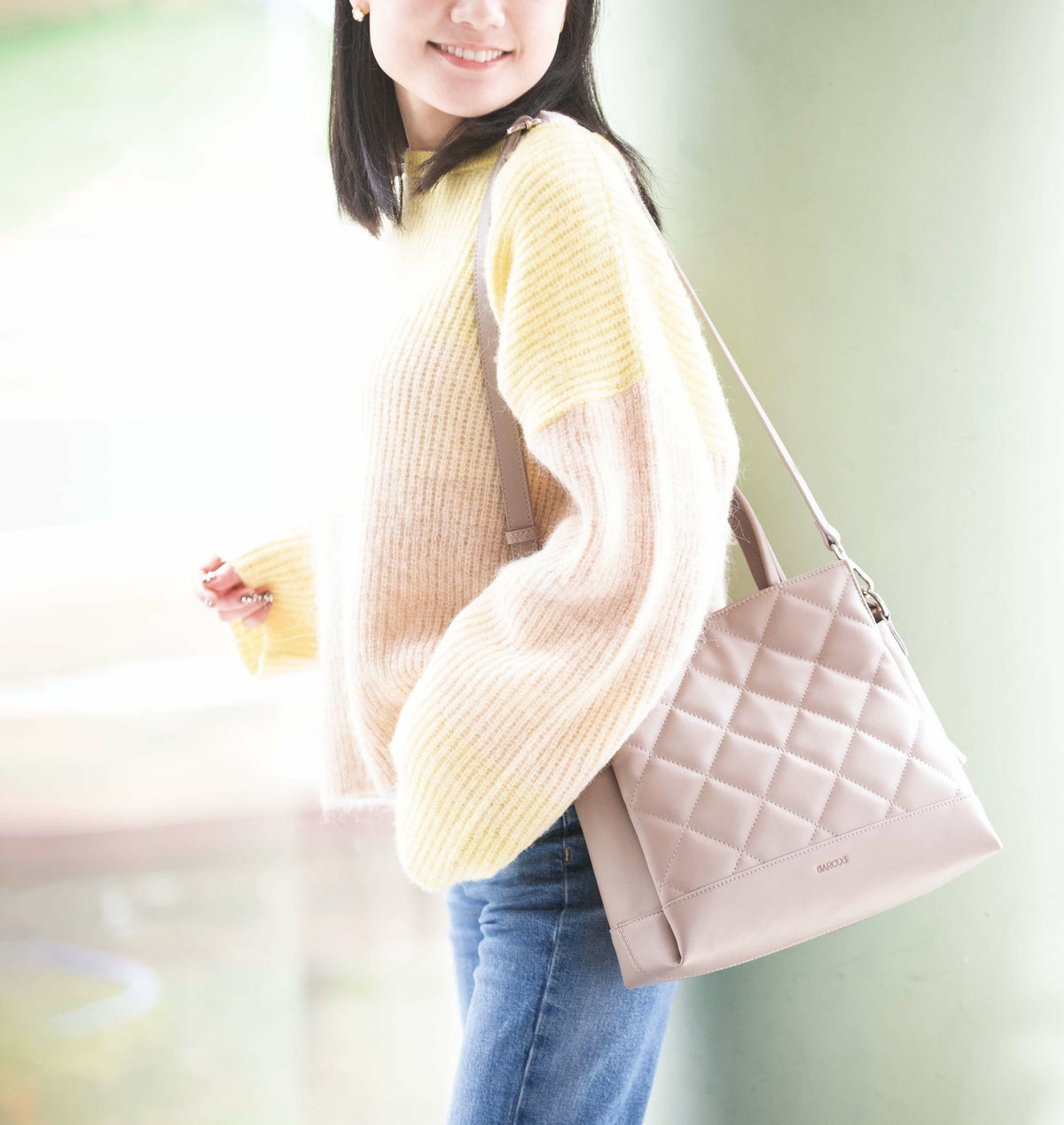 キルティング2wayレザーハンドバッグ