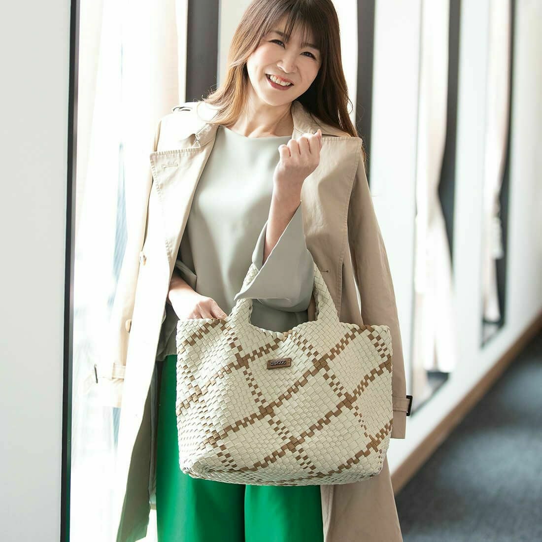 【アウトレット】バイカラーメッシュトートバッグ