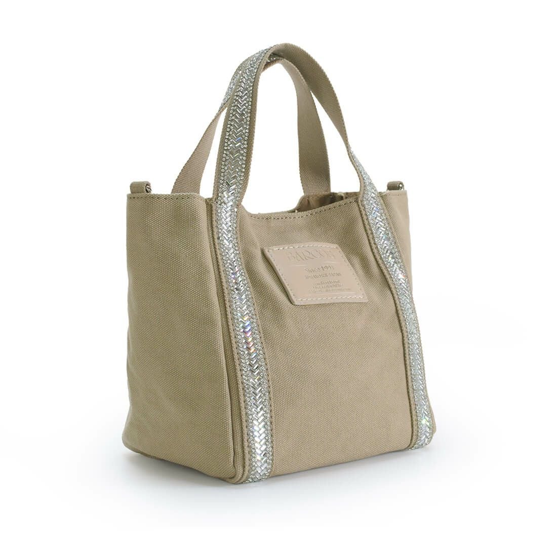 【アウトレット】ビジュー付きキャンバスミニバッグ