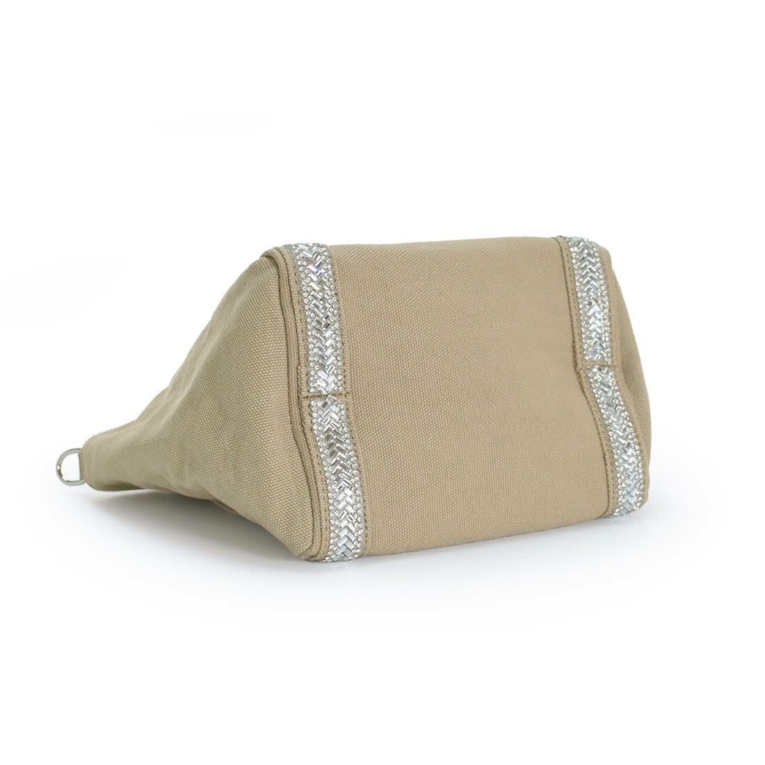 【アウトレット】ビジュー付きキャンバスミニバッグ