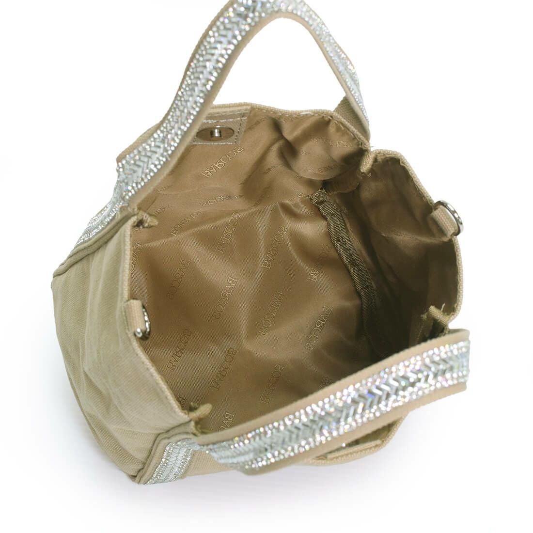 【アウトレット】ビジュー付きキャンバスミニバッグ