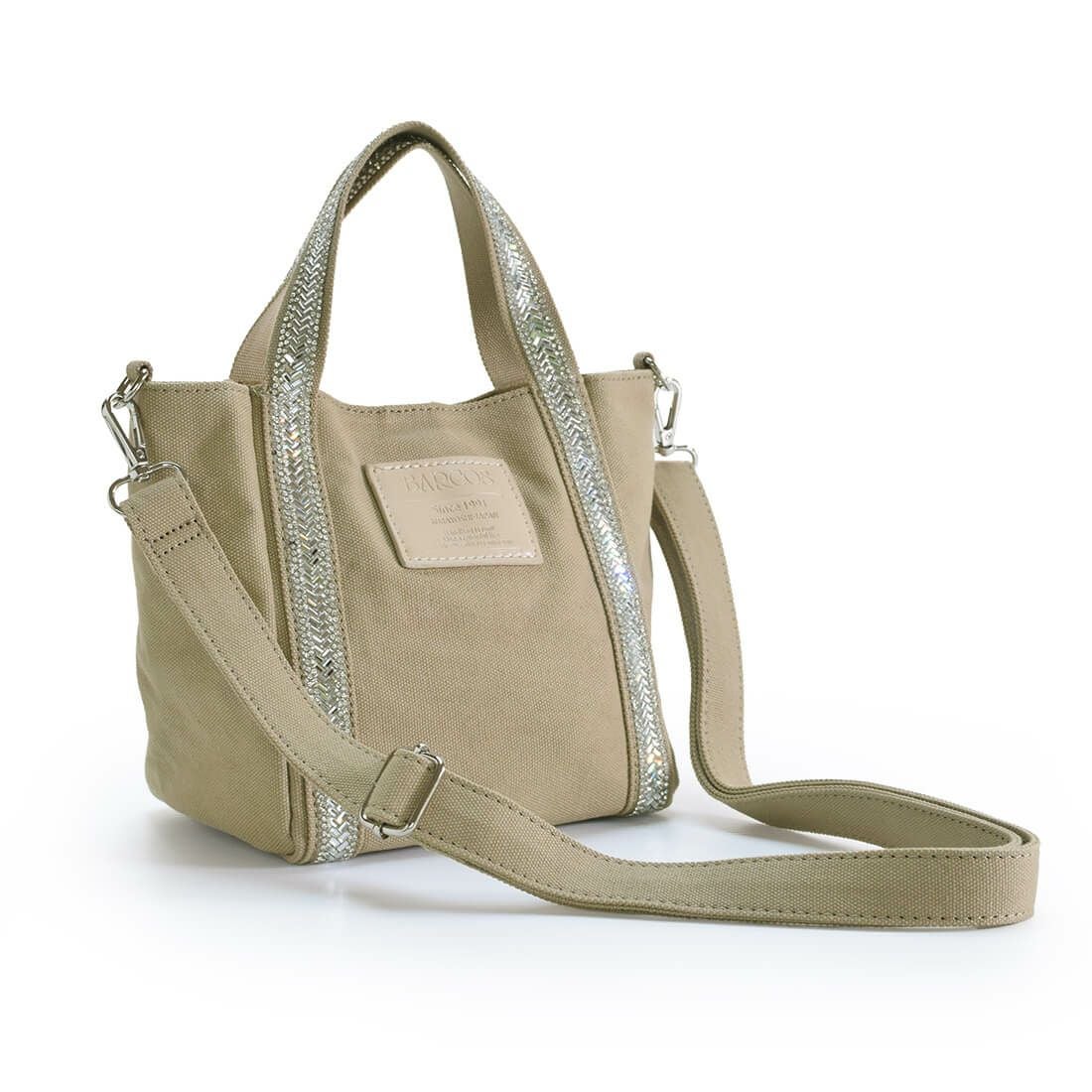 【アウトレット】ビジュー付きキャンバスミニバッグ