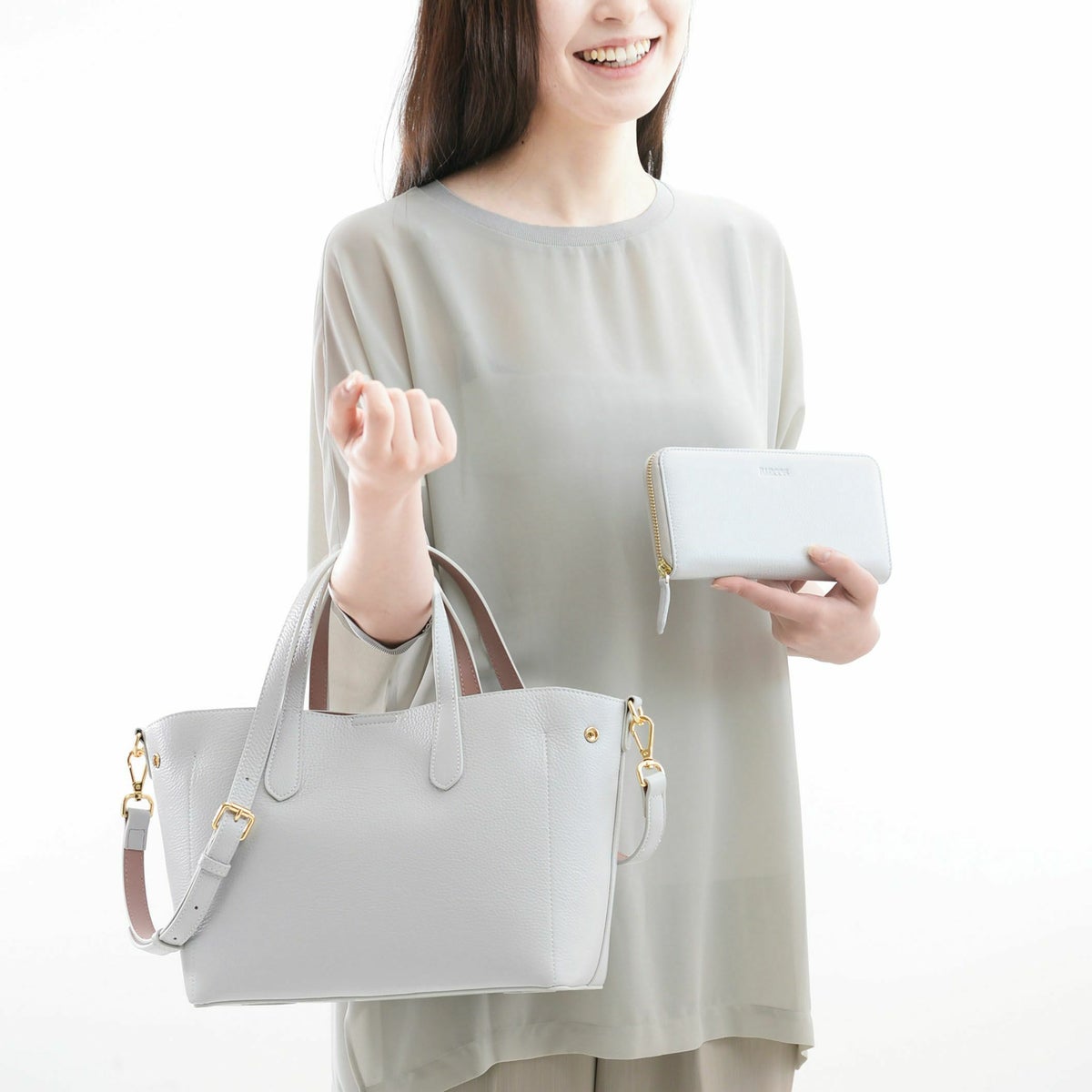 【アウトレット】シュリンクレザーバイカラーハンドバッグ