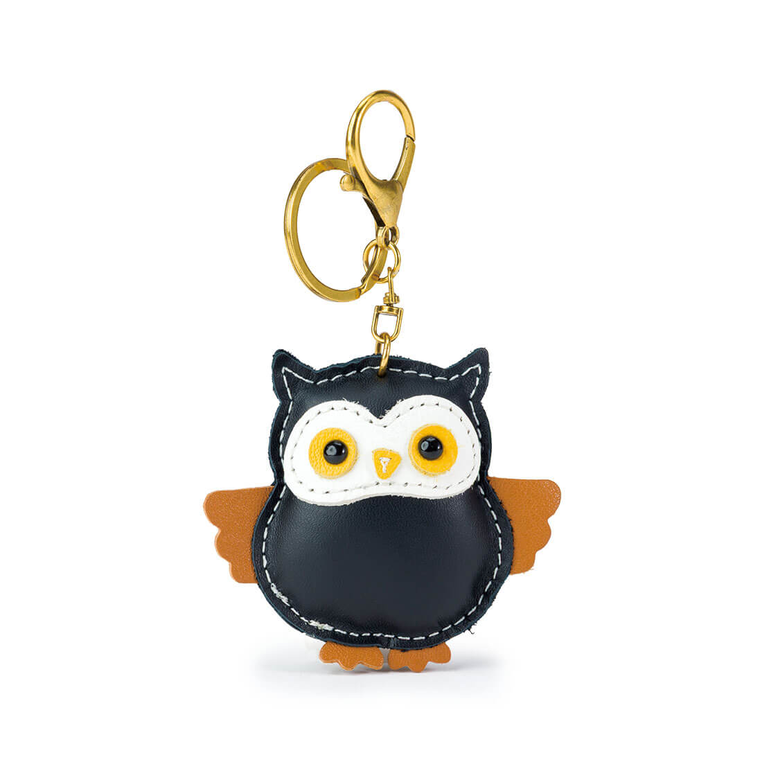 フクロウモチーフレザーキーホルダー