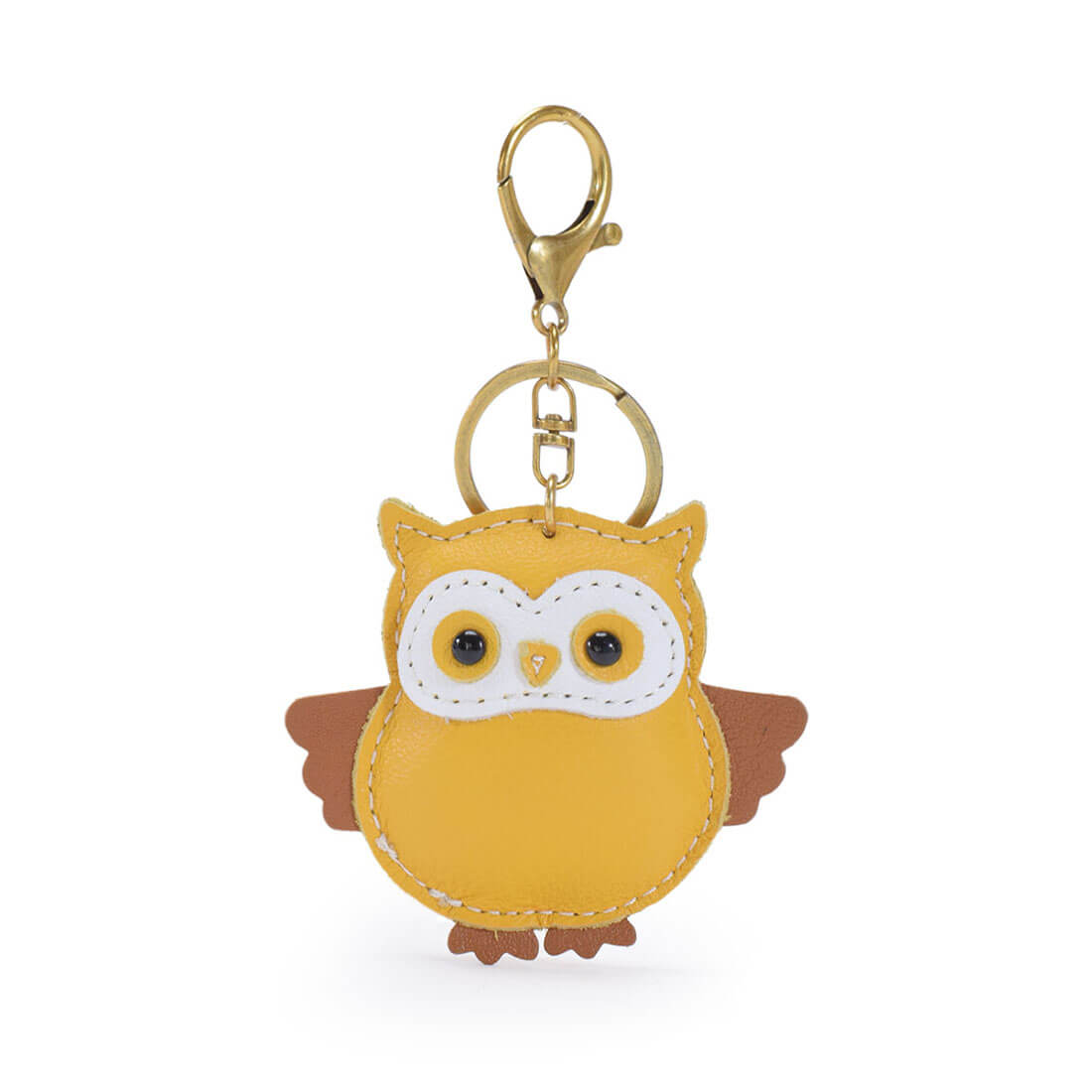 フクロウモチーフレザーキーホルダー