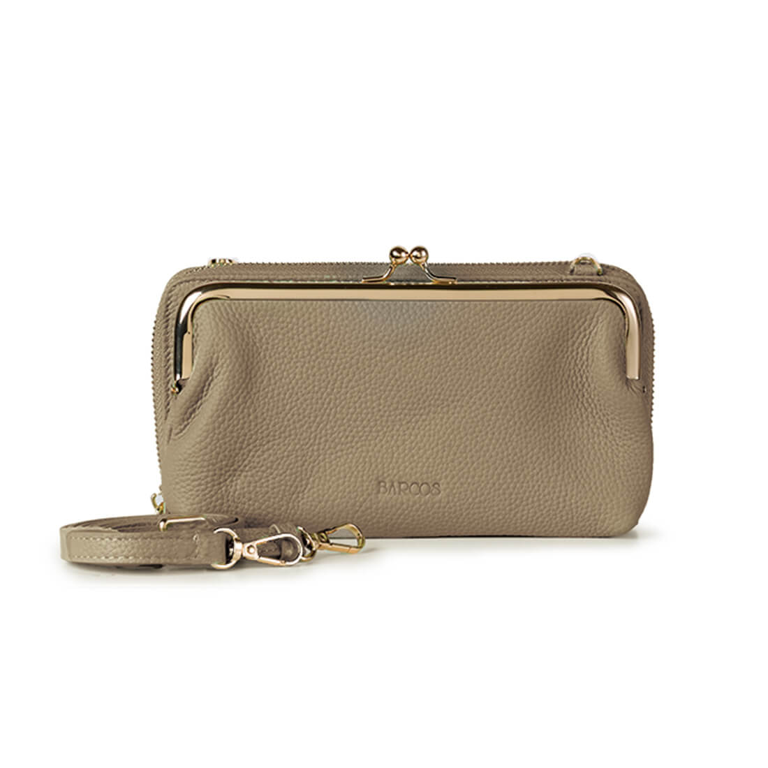 シュリンクレザーがま口お財布ポシェット