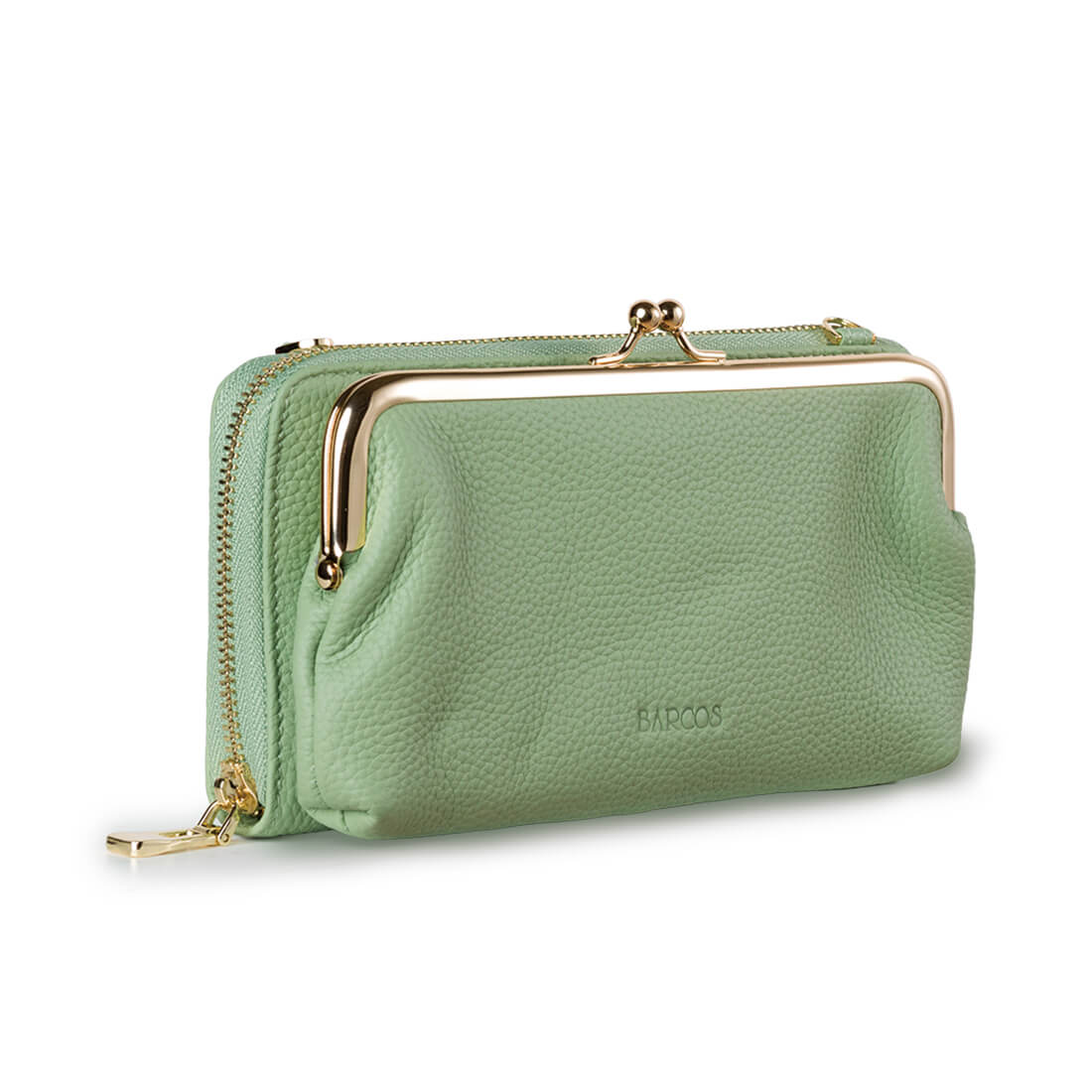 シュリンクレザーがま口お財布ポシェット