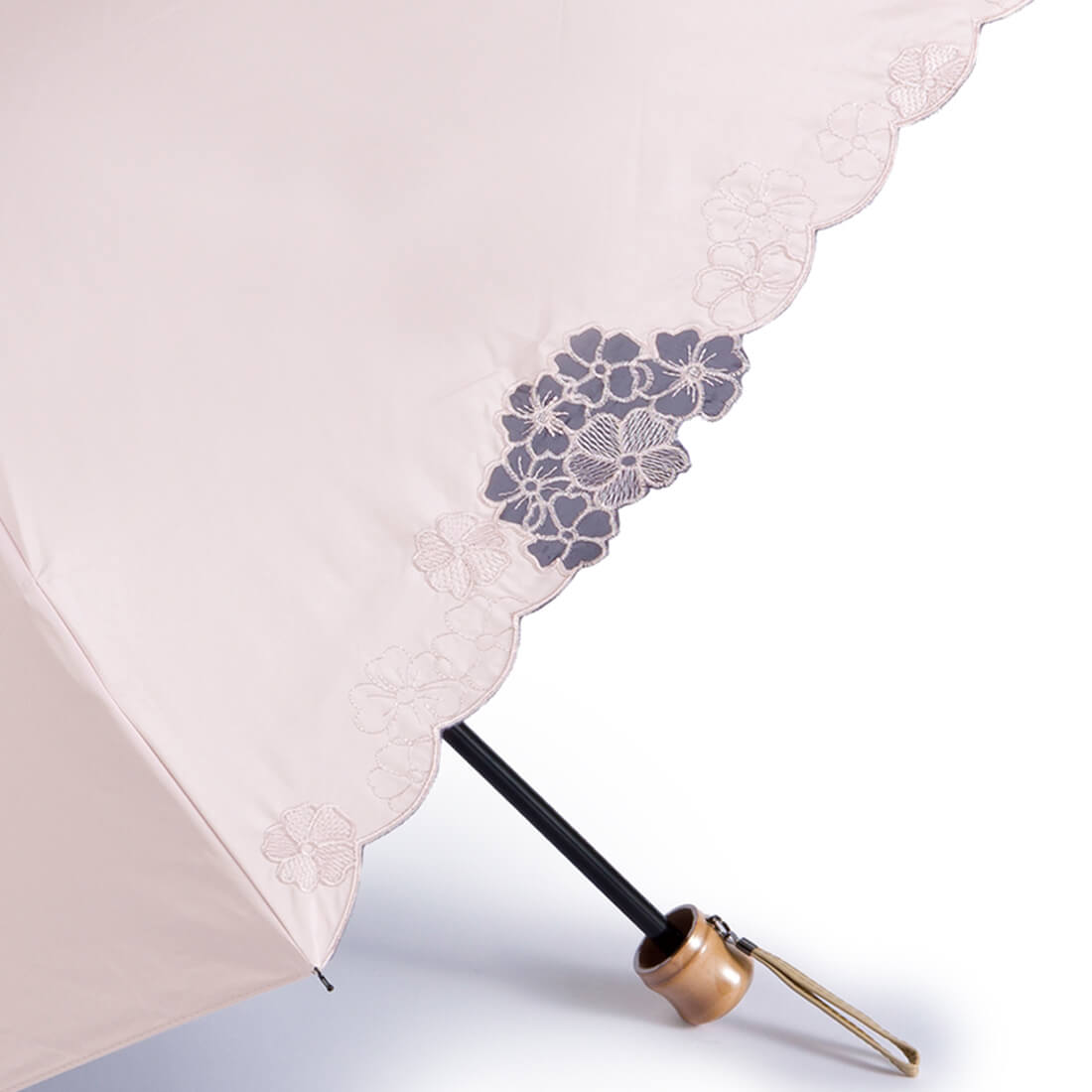 晴雨兼用 花柄カットワーク刺繍折りたたみ傘