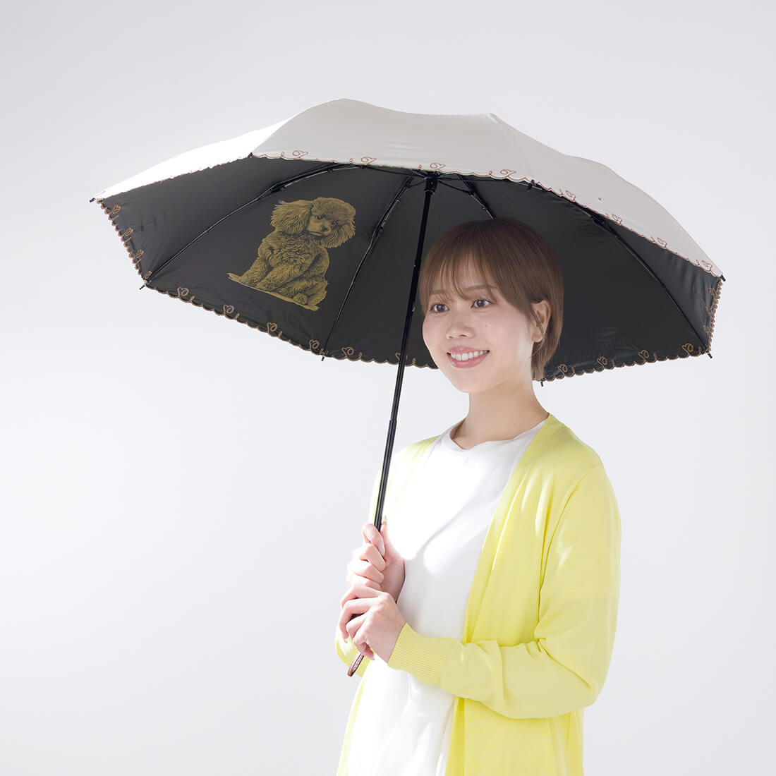 晴雨兼用 犬モチーフデザイン折りたたみ傘