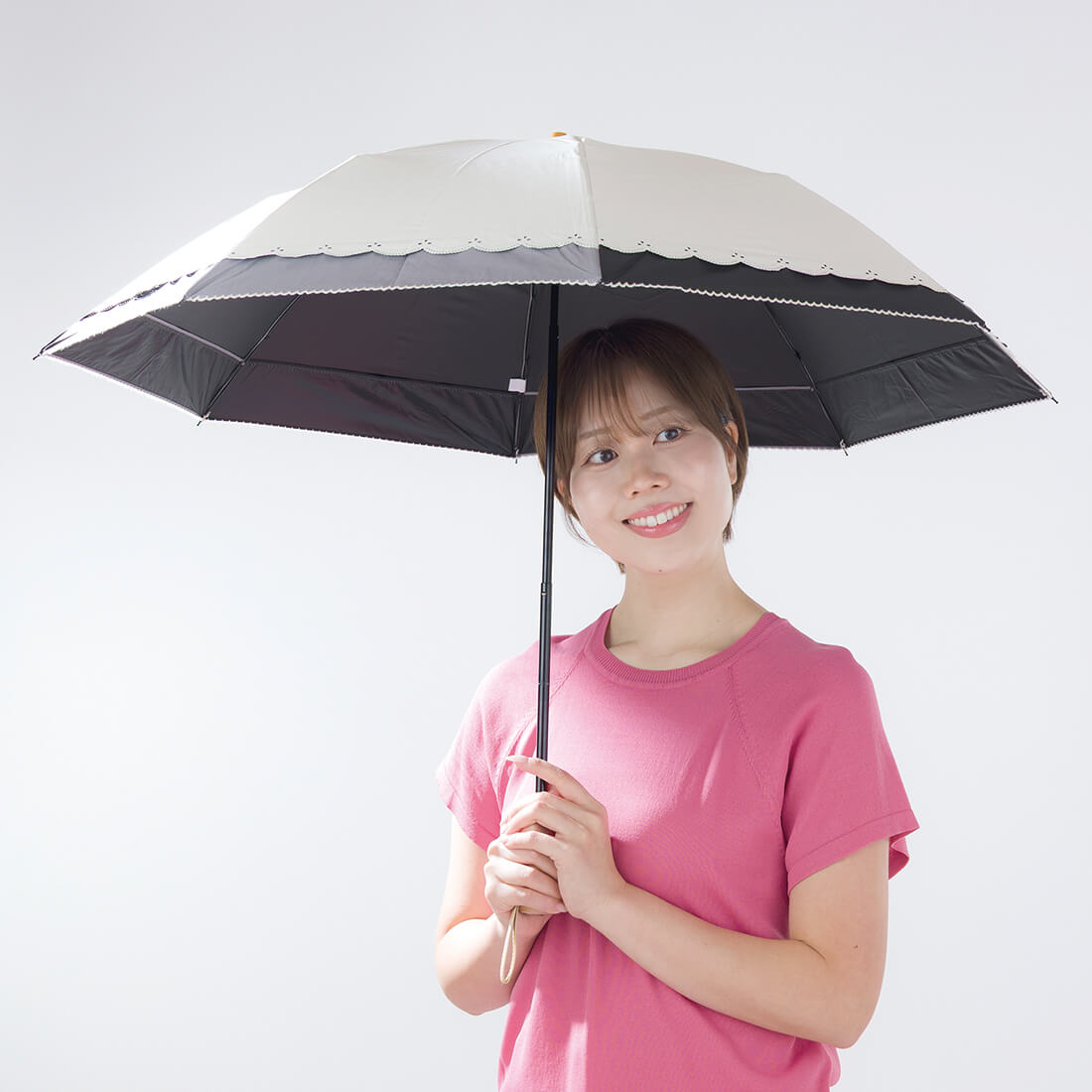 晴雨兼用 花柄ヒートカット加工折りたたみ傘